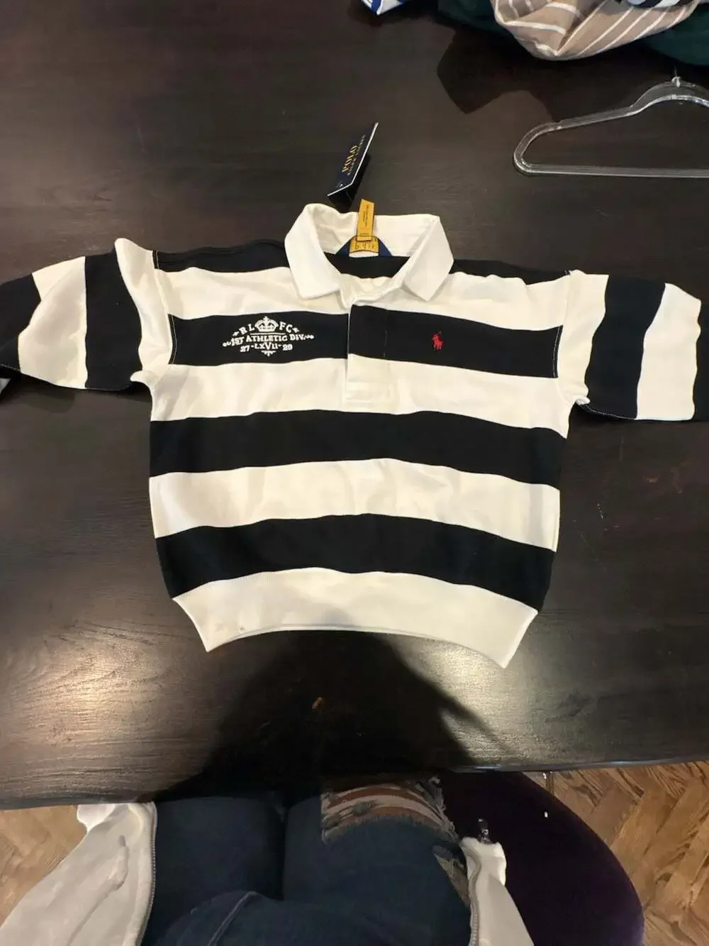 Ralph Lauren Kids Striped Long Sleeve polo Shirt with Athletic Embroidery M 8-10